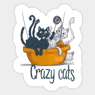 Cats playing with balls of yarn Funny T-shirt 2-09 Sticker